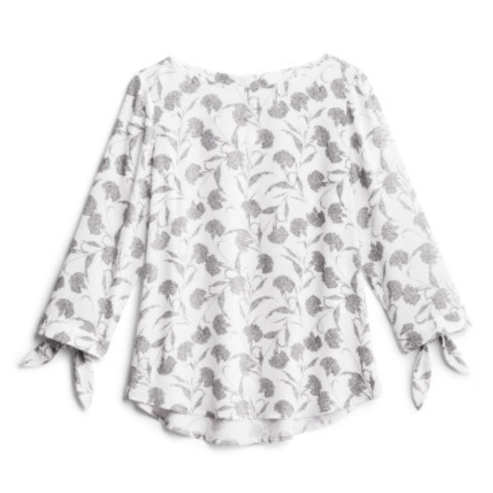 41 Hawthorn White, Black Mixed Media Blouse Size M